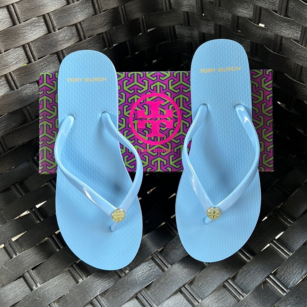 Blue Tory Burch Flip Flops